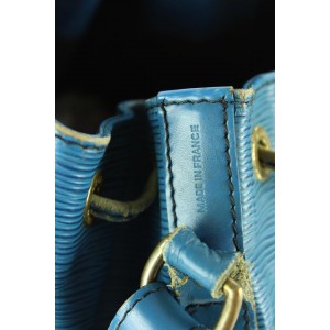Louis Vuitton Blue Epi Leather Petit Noe Drawstring Bucket Hobo Bag 1lvm128