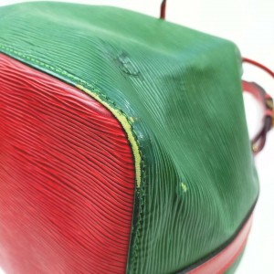 Louis Vuitton Bicolor Green x Red Petite Noe Drawstring Bucket Hobo Bag  862671