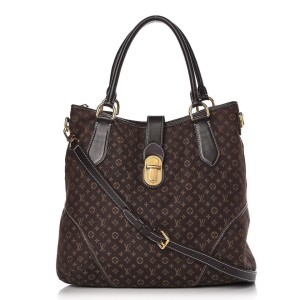 Louis Vuitton Fusain Brown Ebene Mini Lin Elegie Hobo Bag  with Strap  858336
