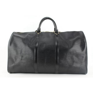Louis Vuitton Black Epi Leather Noir Keepall 50 Duffle Bag 84lvs427