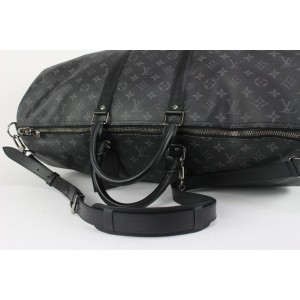 Louis Vuitton, Bags, Louis Vuitton Black Monogram Eclipse Keepall  Bandouliere 55 Duffle Bag Strap