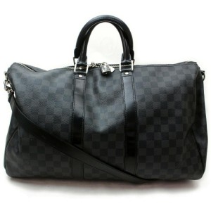 Louis Vuitton Damier Graphite Keepall Bandouliere 45 Boston Duffle with Strap 861542
