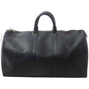 Louis Vuitton Black Epi Leather Noir Keepall 45 Duffle 861912