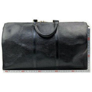 Louis Vuitton Black Epi Leather Noir Keepall 50 Boston Duffle 862505
