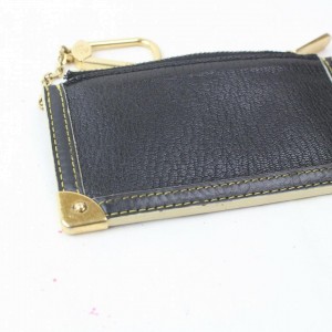 Louis Vuitton Key Pouch Pochette Cles 871548 Black Suhali Leather
