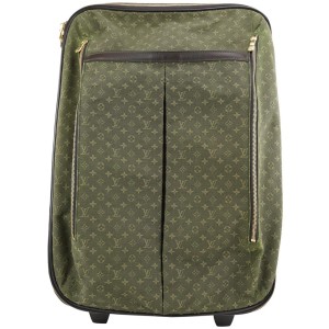 Louis Vuitton Khaki Green Olive Monogram Mini Lin Annette Rolling Luggages 257lvs0