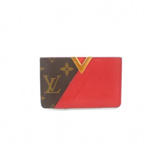 LOUIS VUITTON Louis Vuitton Portefeuille Kimono Bifold Wallet M56174  Monogram Canvas Leather Brown Cerise Gold Metal Fittings Long
