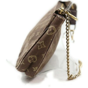 Louis Vuitton Brown Monogram Mini LinPochette Accessoires Chain Wristlet Bag 862053