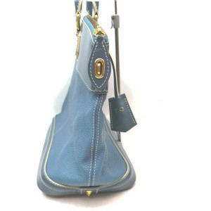 Louis Vuitton Blue Suhali Leather Lockit MM Satchel Bag 863033
