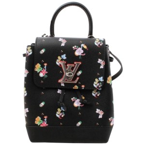 Louis Vuitton Black Leather Floral Mini Lockme Backpack 861417
