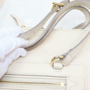 Louis Vuitton Lumineuse Leather 2way Zip Tote 870872 White Monogram Empreinte Shoulder Bag