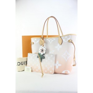 Louis Vuitton Peach Mist Monogram By the Pool Neverfull MM Tote with Pouch 147lvs430