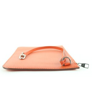 Louis Vuitton Manadarin Orange Leather Neverfull Pochette MM/GM Wristlet 18lvs121