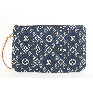 Louis Vuitton Blue Since 1854 Monogram Neverfull Pochette GM Wristlet Bag 19lvs111