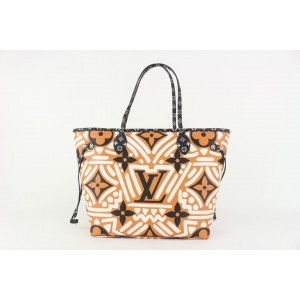 Louis Vuitton Brown-Orange Monogram Crafty Neverfull MM Tote with Pouch 827lv5