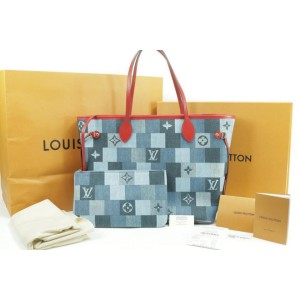 Louis Vuitton Neverfull Mm with Pouch 850999 Blue X Red Monogram Denim  Patchwork Tote, Louis Vuitton