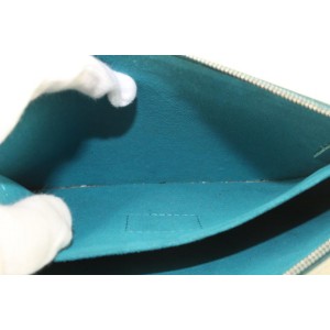 Louis Vuitton Blue Cyan Epi Leather Neverfull Pochette MM/GM Wristlet Bag 41lvs625