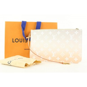 Louis Vuitton Peach Mist Brume Neverfull Pochette Wristlet Pouch Bag 145lvs430
