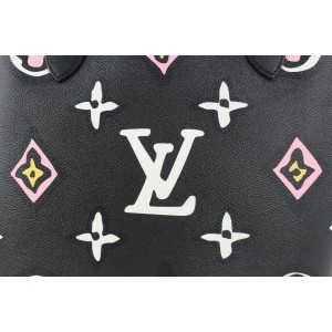 Louis Vuitton Black x Pink Wild at Heart Neverfull MM with Pouch 108lv55