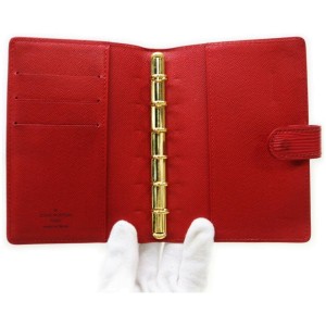 Louis Vuitton Red Epi Leather Small Ring Agenda PM Diary Cover  862352