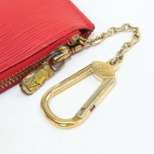 Louis Vuitton Red Epi Leather Key Pouch Pochette Cles Keychain 862642