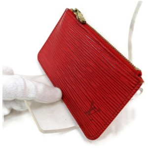 Louis Vuitton Red Epi Leather Key Pouch Pochette Cles Keychain 862642