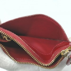 Louis Vuitton Red Monogram Vernis Pochette Cles Key Pouch Keychain Case  861605