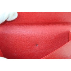 Louis Vuitton Red Epi Leather Porte Tresor Trifold Long wallet 721lvs622