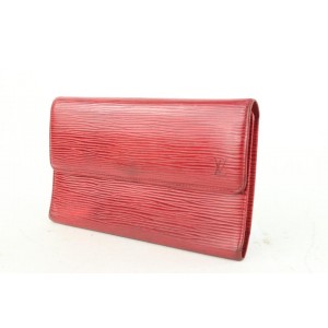 Louis Vuitton Red Epi Leather Trifold Porte Tresor Sarah Wallet 58lvs625