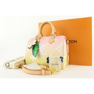Louis Vuitton Pink x Yellow Giant Monogram By the Pool Speedy Bandouliere 25 811lvs4
