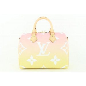 Louis Vuitton Pink x Yellow Giant Monogram By the Pool Speedy Bandouliere 25 811lvs4
