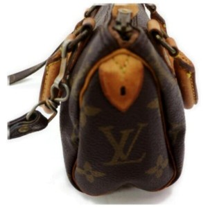 Louis Vuitton Speedy Nano Hl with Strap Bandouliere Mini Tiny 872913 Brown  Coated Canvas Shoulder Bag