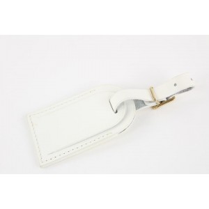 Louis Vuitton White Leather Luggage Name Tag Keepall Speedy Bag Charm 16lvs1229
