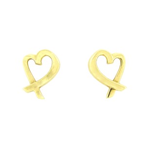Tiffany & Co. Paloma Picasso 18k Yellow Gold Loving Heart Earrings