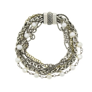 David Yurman Multi Chain Pearl Bracelet 