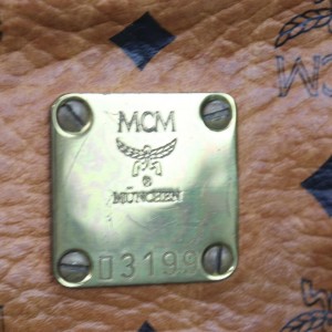 MCM Cognac Monogram Visetos Boston Bag with Strap 862278