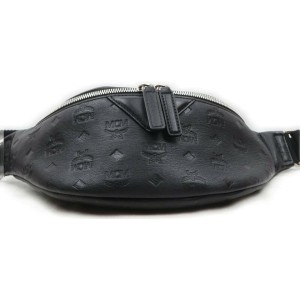 MCM Black Monogram Visetos Leather Embossed Bum Bag Fanny Pack 863179