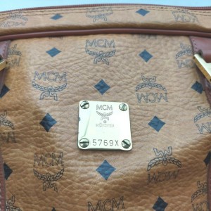 MCM Cognac Monogram Visetos Duffle Bag with Strap 862477