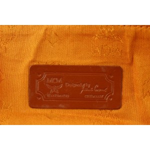 MCM Cognac Monogram Visetos Boston Duffle Bag with Strap 122m17