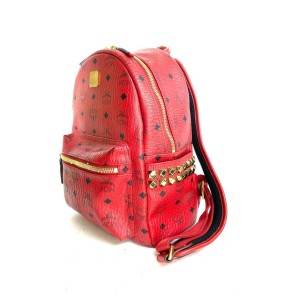 MCM Stark Ruby Red Small Backpack Side Stud 3MCME819