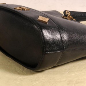 MCM Studded Charm Tote 869443 Black Leather Shoulder Bag