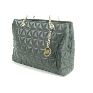 Michael Kors Quilted Black Leather Sussanah Chain Tote 15MK0102