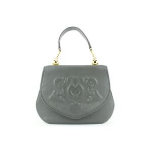 Mila Schon Grey Leather Top Handle Chain Flap Bag 673mil318