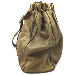 Miu Miu Beige x Brown Leather 2way Tote Bag 861528