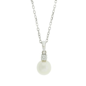 Mikimoto 18K White Gold Akoya Pearl and Diamond Necklace