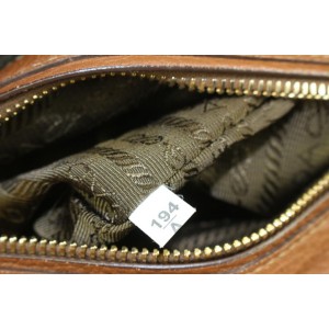 Prada Brown Daino Vitello Leather 2way Tote bag with Strap 101pr3