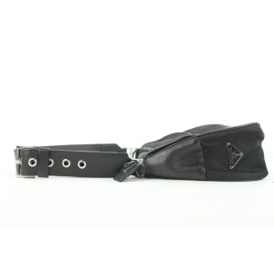 Prada Black Leather x Nylon Tessuto Shoulder Flap Bag 39pr115