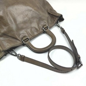 Prada Grey Leather 2way Tote Bag 862332