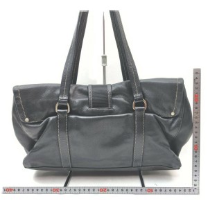 Prada Black Leather Belt Motif Shoulder Bag 862418