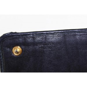 Prada Black Leather Ruffle Cinched Wallet Long Bifold 25PR1210